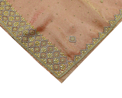 Indian Vintage Bridal Heavy Dupatta Pink Pure Tissue Silk Long Stole Hand Embroidered Hijab Scarves Zari Zardozi/Dabka Wedding Hijab Veil