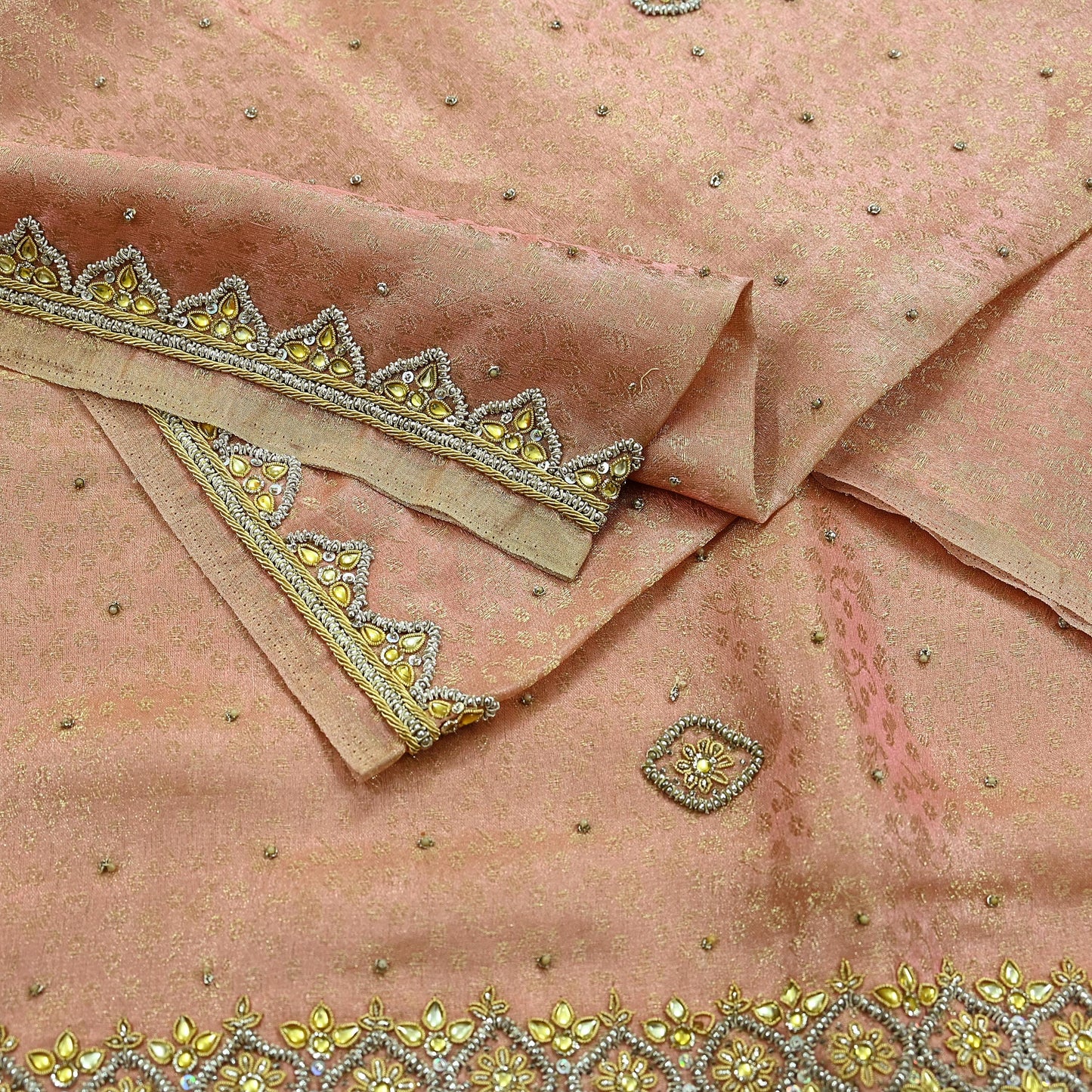 Indian Vintage Bridal Heavy Dupatta Pink Pure Tissue Silk Long Stole Hand Embroidered Hijab Scarves Zari Zardozi/Dabka Wedding Hijab Veil