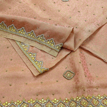 Indian Vintage Bridal Heavy Dupatta Pink Pure Tissue Silk Long Stole Hand Embroidered Hijab Scarves Zari Zardozi/Dabka Wedding Hijab Veil
