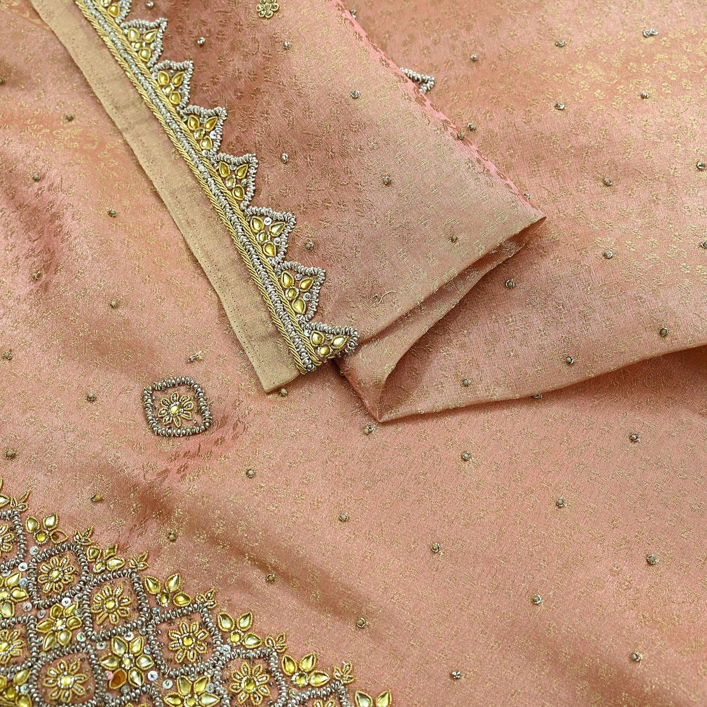 Indian Vintage Bridal Heavy Dupatta Pink Pure Tissue Silk Long Stole Hand Embroidered Hijab Scarves Zari Zardozi/Dabka Wedding Hijab Veil