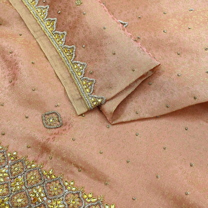 Indian Vintage Bridal Heavy Dupatta Pink Pure Tissue Silk Long Stole Hand Embroidered Hijab Scarves Zari Zardozi/Dabka Wedding Hijab Veil