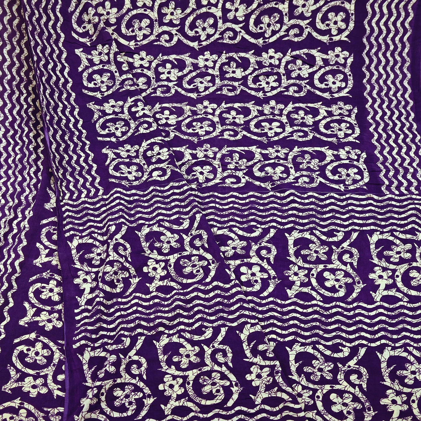 Indian Vintage Sari Purple & Ivory Pure Cotton Printed Saree 5Yd Craft Fabric Sewing Sarong Wrap Boho Floral Quilting crafting dressmaking