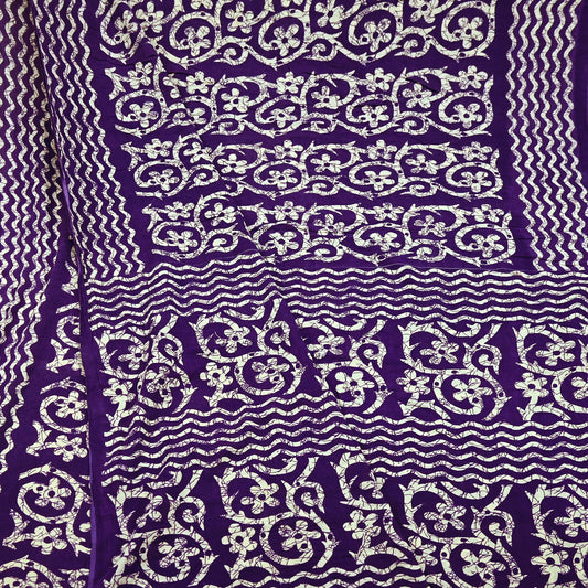 Indian Vintage Sari Purple & Ivory Pure Cotton Printed Saree 5Yd Craft Fabric Sewing Sarong Wrap Boho Floral Quilting crafting dressmaking