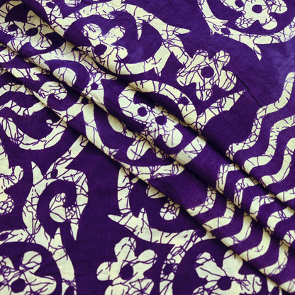 Indian Vintage Sari Purple & Ivory Pure Cotton Printed Saree 5Yd Craft Fabric Sewing Sarong Wrap Boho Floral Quilting crafting dressmaking