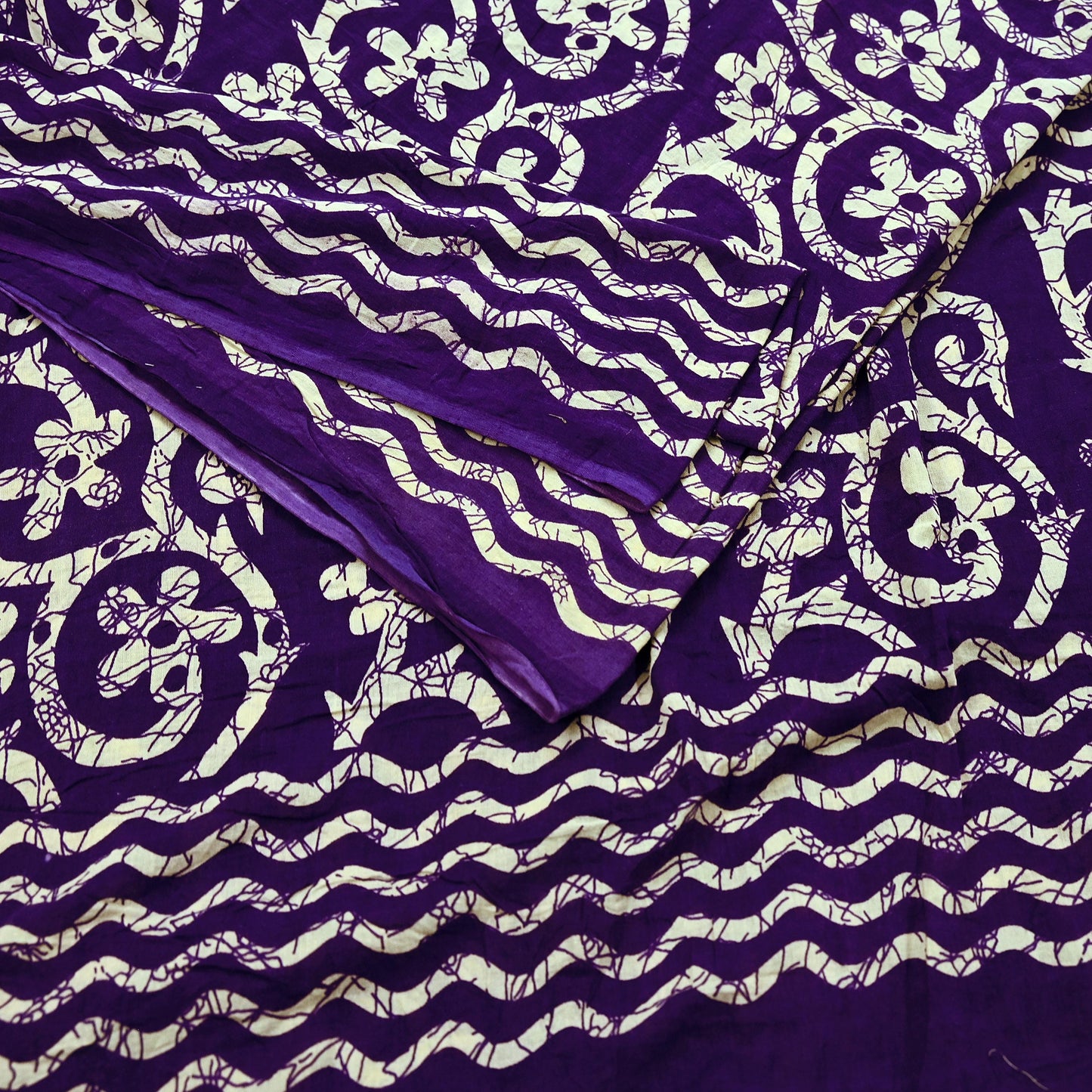 Indian Vintage Sari Purple & Ivory Pure Cotton Printed Saree 5Yd Craft Fabric Sewing Sarong Wrap Boho Floral Quilting crafting dressmaking