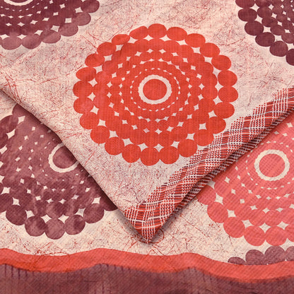 Indian Vintage Sari Beige & Brown Pure Georgette Silk Printed Sarees 5Yd Craft Fabric Sewing Quilting Dress making Crafting Quilting Upcycle