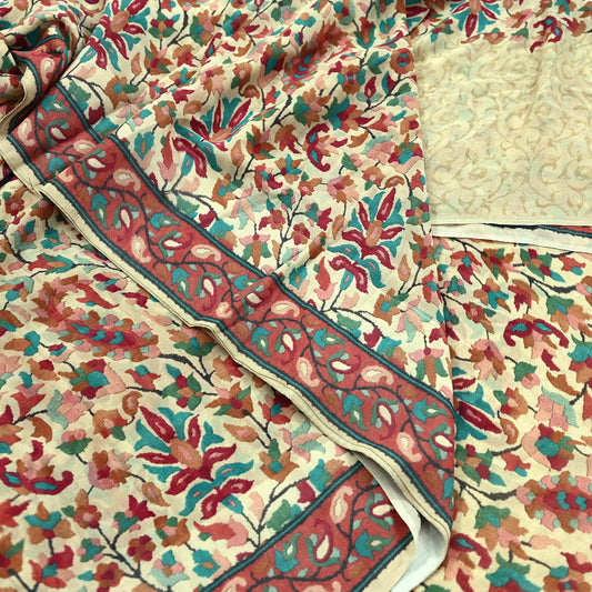 Women Vintage Sari Beige Pure Georgette Silk Digital Printed Saree Craft Fabric Sewing 5Yd Dress Making Geometric Crafting Quilting