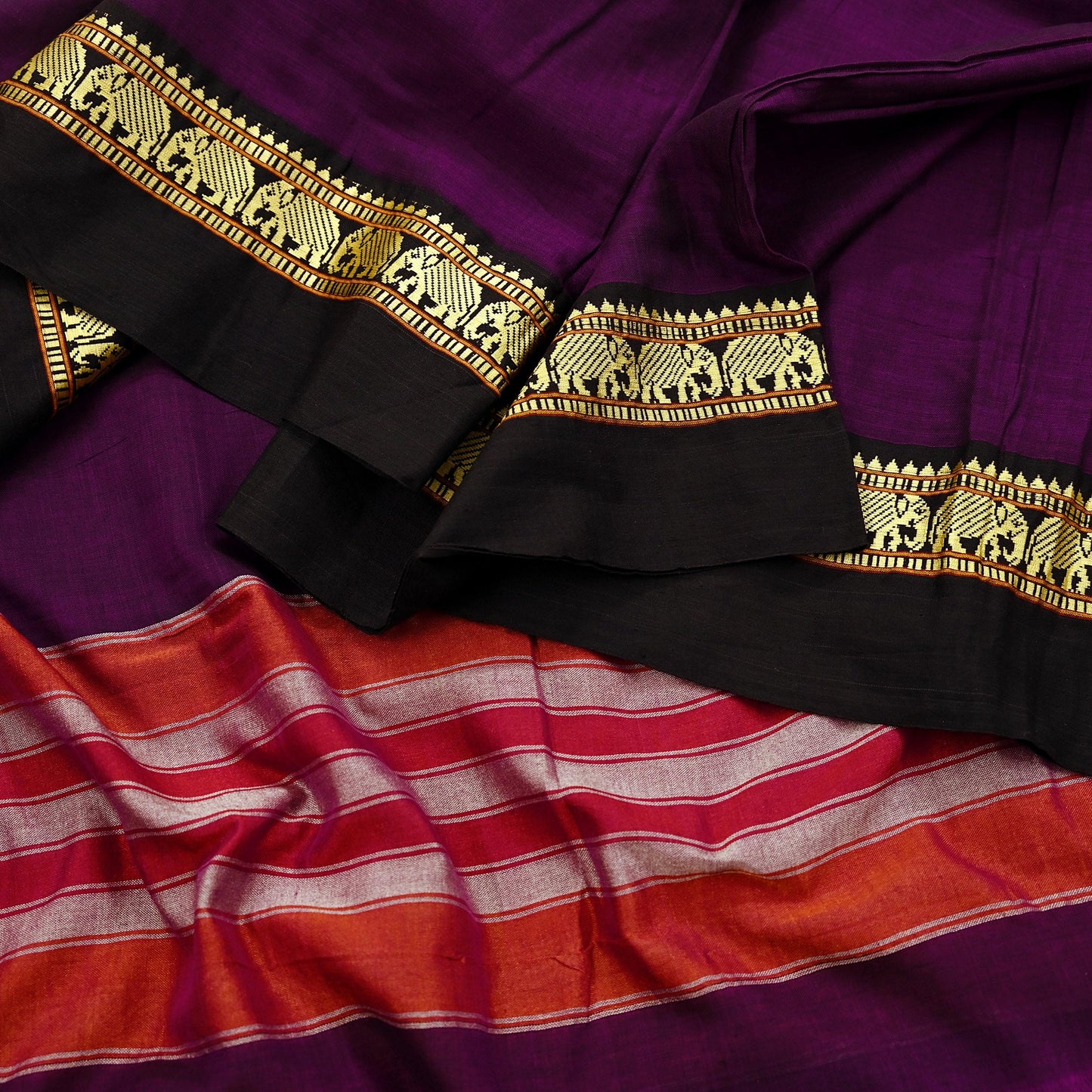 Indian Vintage Dupatta Purple Long Stole Woven Pure Cotton Scarves Veil Soft Fringes Scarf