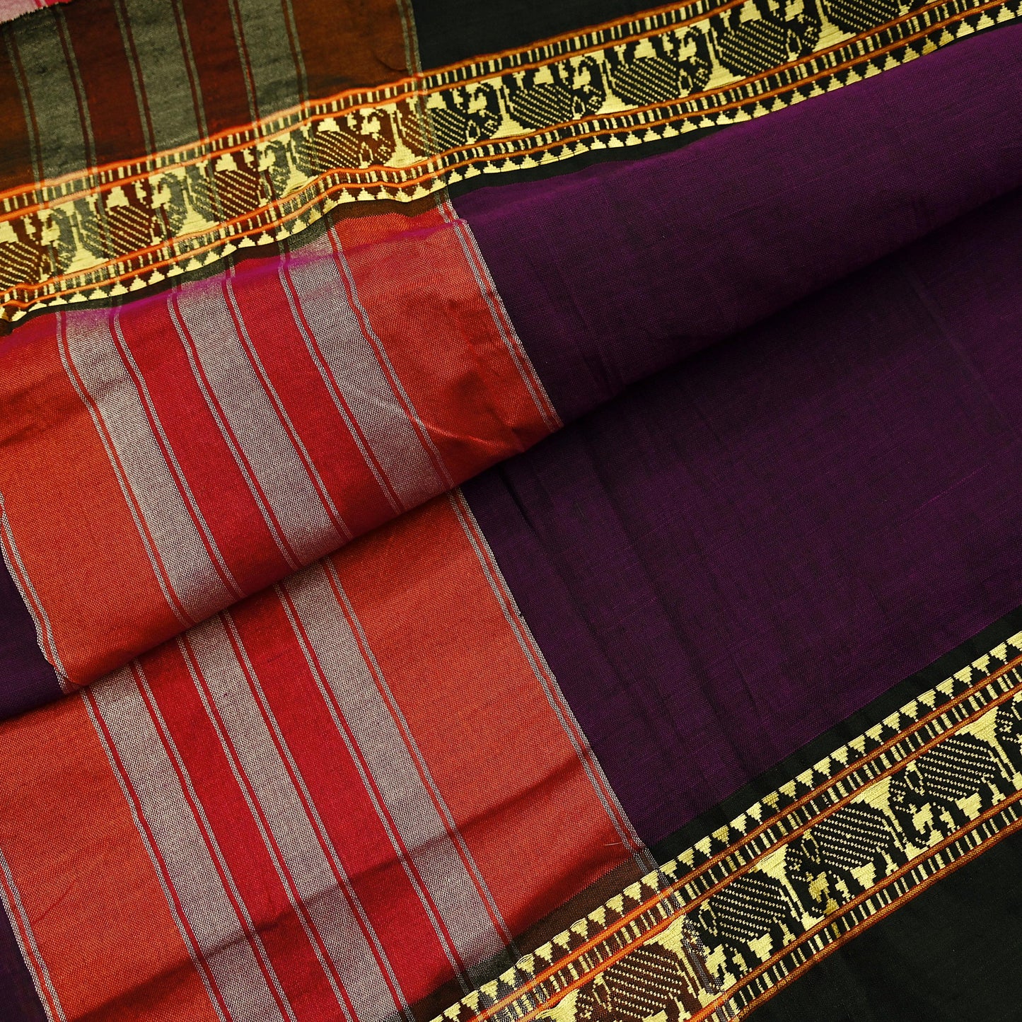 Indian Vintage Dupatta Purple Long Stole Woven Pure Cotton Scarves Veil Soft Fringes Scarf