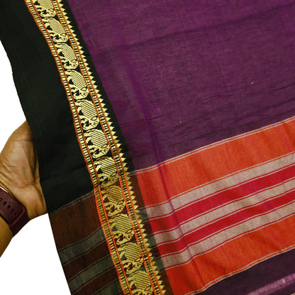 Indian Vintage Dupatta Purple Long Stole Woven Pure Cotton Scarves Veil Soft Fringes Scarf