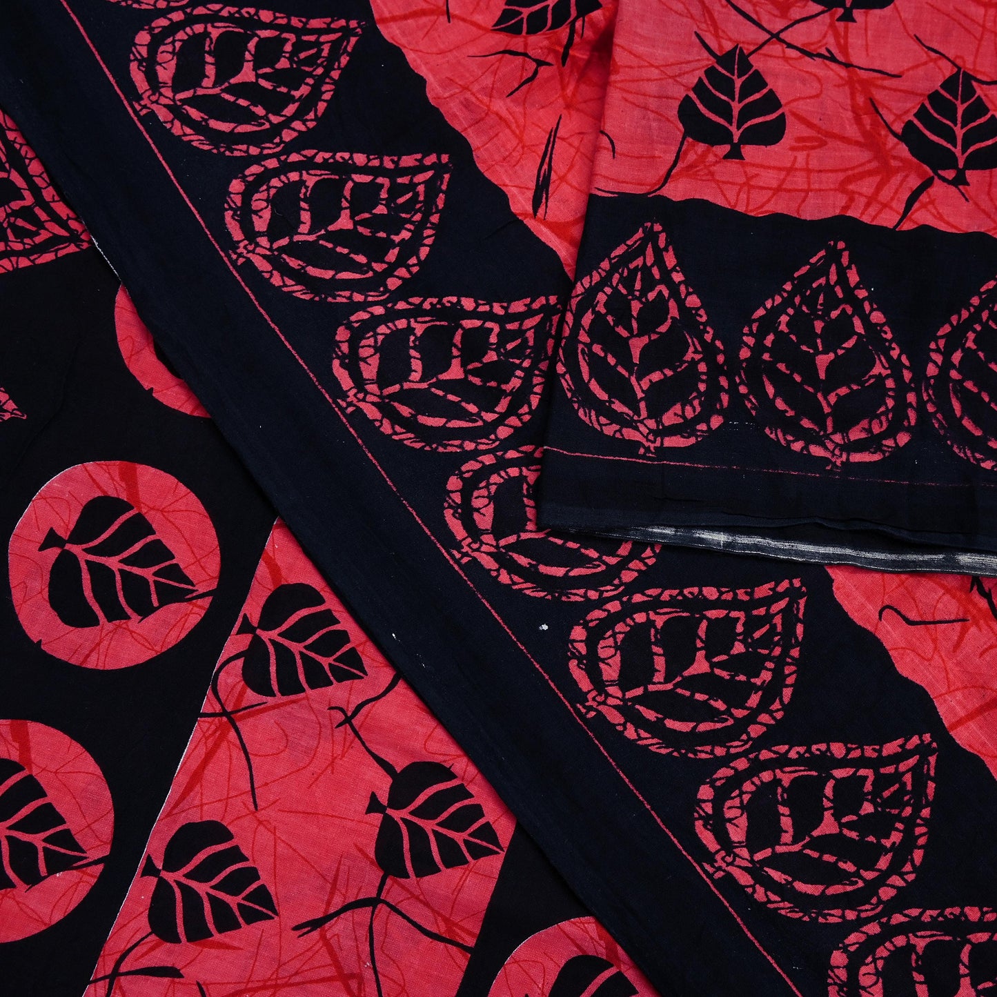 Indian Vintage Sari Black & Peach Printed 100% Pure Cotton Saree Craft Fabric 5Yd Sewing Sarong Wrap Boho Floral Dress making Quilting Soft