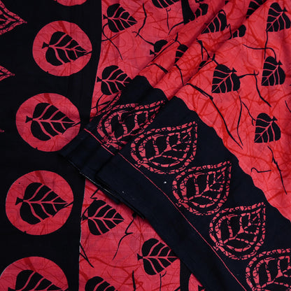 Indian Vintage Sari Black & Peach Printed 100% Pure Cotton Saree Craft Fabric 5Yd Sewing Sarong Wrap Boho Floral Dress making Quilting Soft