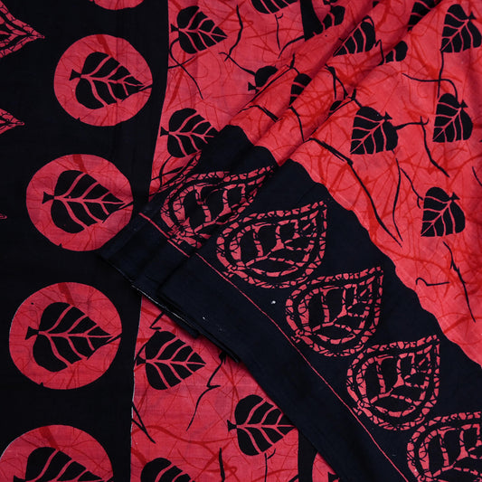 Indian Vintage Sari Black & Peach Printed 100% Pure Cotton Saree Craft Fabric 5Yd Sewing Sarong Wrap Boho Floral Dress making Quilting Soft