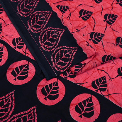 Indian Vintage Sari Black & Peach Printed 100% Pure Cotton Saree Craft Fabric 5Yd Sewing Sarong Wrap Boho Floral Dress making Quilting Soft