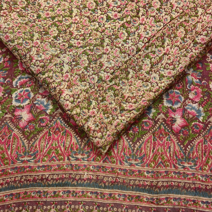 Indian Vintage Sari Brown 100% Pure Cotton Printed Sarees 5Yd Craft Fabric Sewing Soft Sarong Wrap Boho Quilting Upcycle Dress Making Used