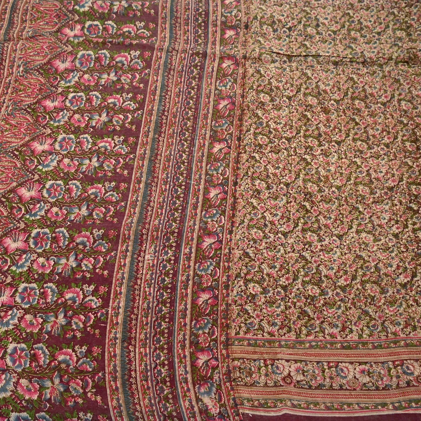 Indian Vintage Sari Brown 100% Pure Cotton Printed Sarees 5Yd Craft Fabric Sewing Soft Sarong Wrap Boho Quilting Upcycle Dress Making Used