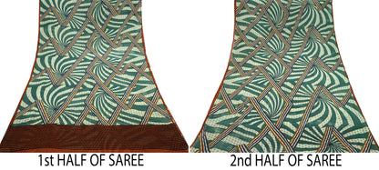 Women Vintage Sari Ivory 100% Pure Georgette Silk Printed Saree Craft Fabric Sewing 5Yd Soft Sari Dress Making Crafting Quilting