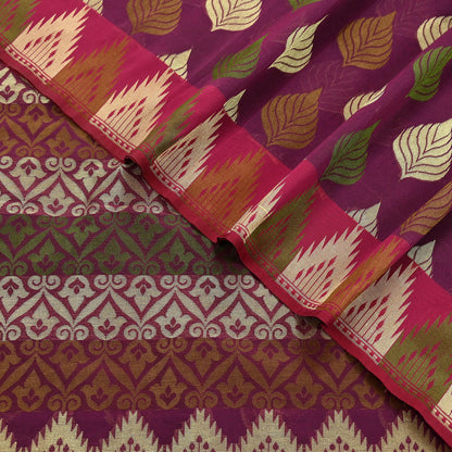 Indian Vintage Sari Purple 100% Pure Silk Hand Woven Sarees Craft Fabric 5Yd Ethnic Sewing Dress making Crafting Quilting Upcycle