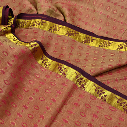 Indian Vintage Heavy Saree Maroon & Pink Hand Woven Kanjivaram 100% Pure Silk Sari Craft Fabric 5Yd Ethnic Zari Floral Dress Making Quilting