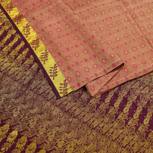 Indian Vintage Heavy Saree Maroon & Pink Hand Woven Kanjivaram 100% Pure Silk Sari Craft Fabric 5Yd Ethnic Zari Floral Dress Making Quilting
