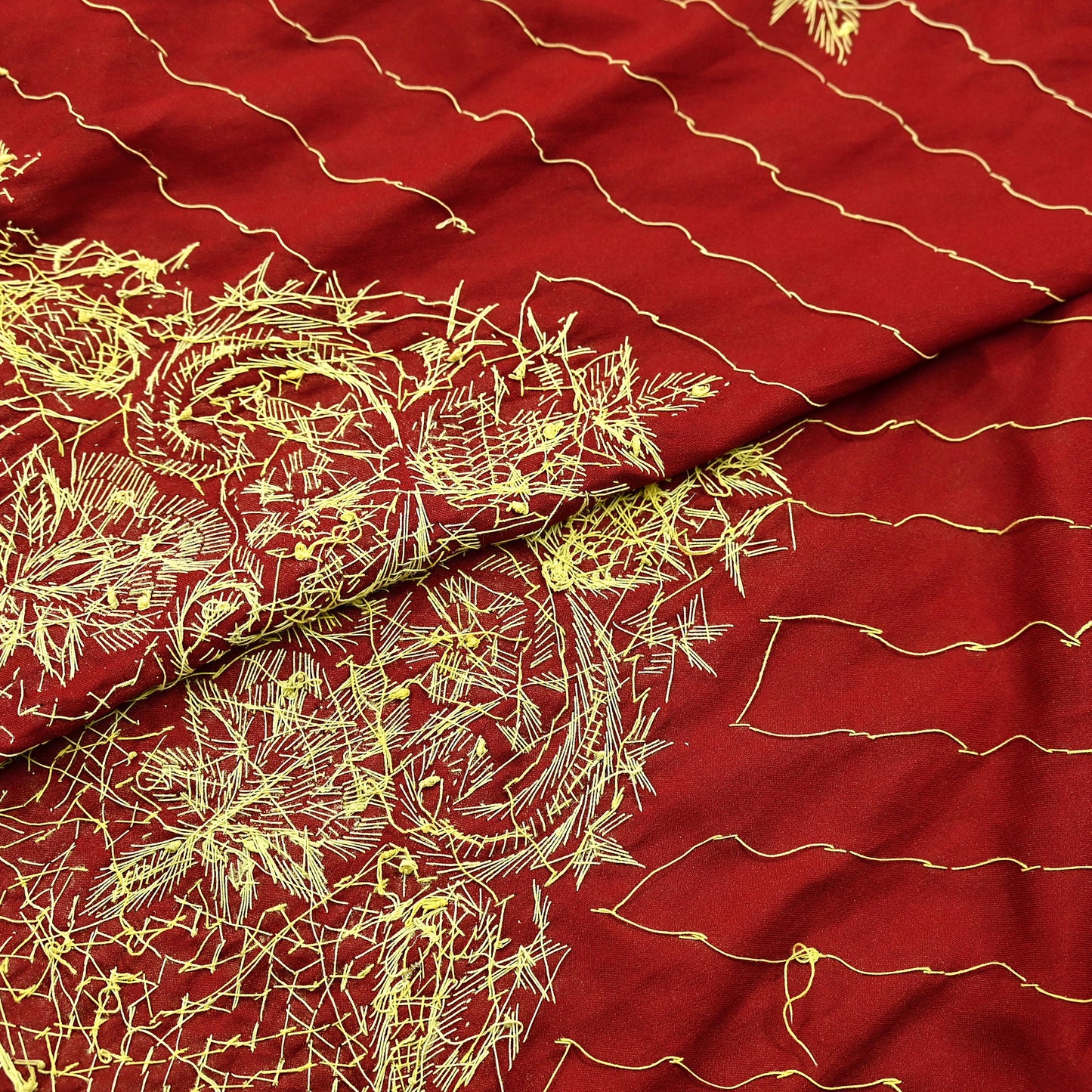 Indian Vintage Heavy Wedding Red Dupatta Pure Satin Silk Long Stole Hand Embroidered Scarves Golden Zardozi Bridal Heavy Dupatta hijab veil