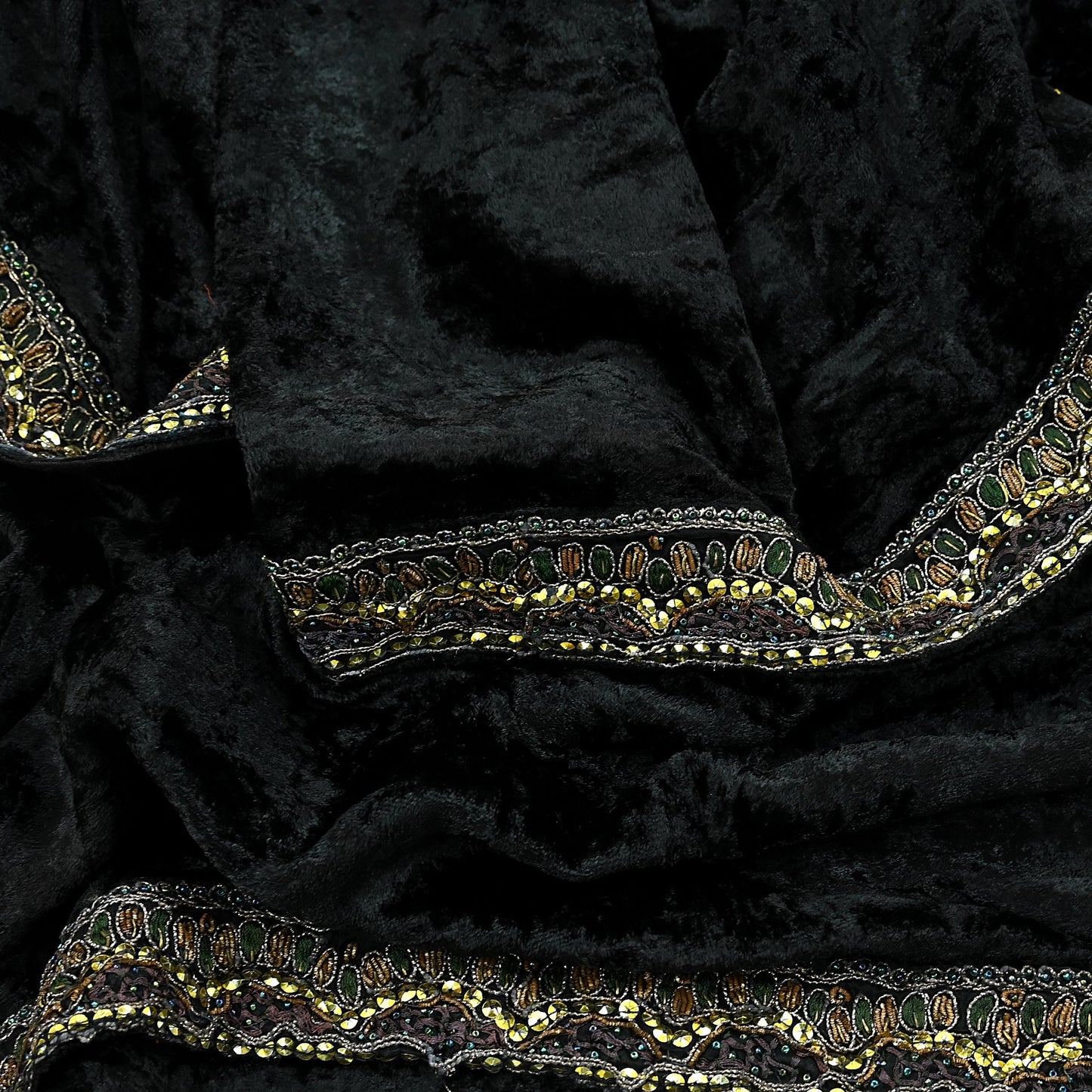 Indian Vintage Heavy Black Dupatta Velvet Long Stole Hand Embroidered Scarves Zari Hijab Veil Wrap Bridal Dupatta Hanging
