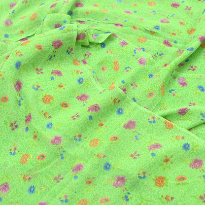 Indian Vintage Sari Green Pure Georgette Silk Printed Sarees Craft Fabric Sewing 6Yd Soft Sari Dress Making Crafting Quilting Upcycle