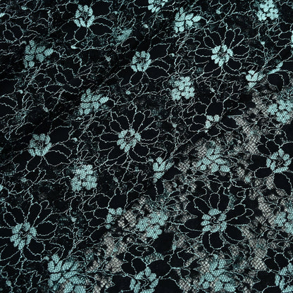 Indian Vintage Black Saree Net/Mesh Hand Embroidered Sari Craft Fabric Floral 7Yd Sewing Dress making Crafting Quilting Upcycle