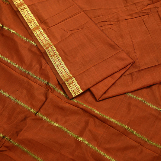 Indian Vintage Sari Orange Mysore Silk Woven Sarees Craft Fabric 5Yd Ethnic South silk Dress Making Crafting Upcycle Quilting Zari Border