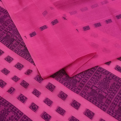 Indian Vintage Sari Pink Pure chanderi Silk Hand Woven Sarees Craft Fabric 5Yd Floral Soft Bollywood Sarees Crafting Upcycle