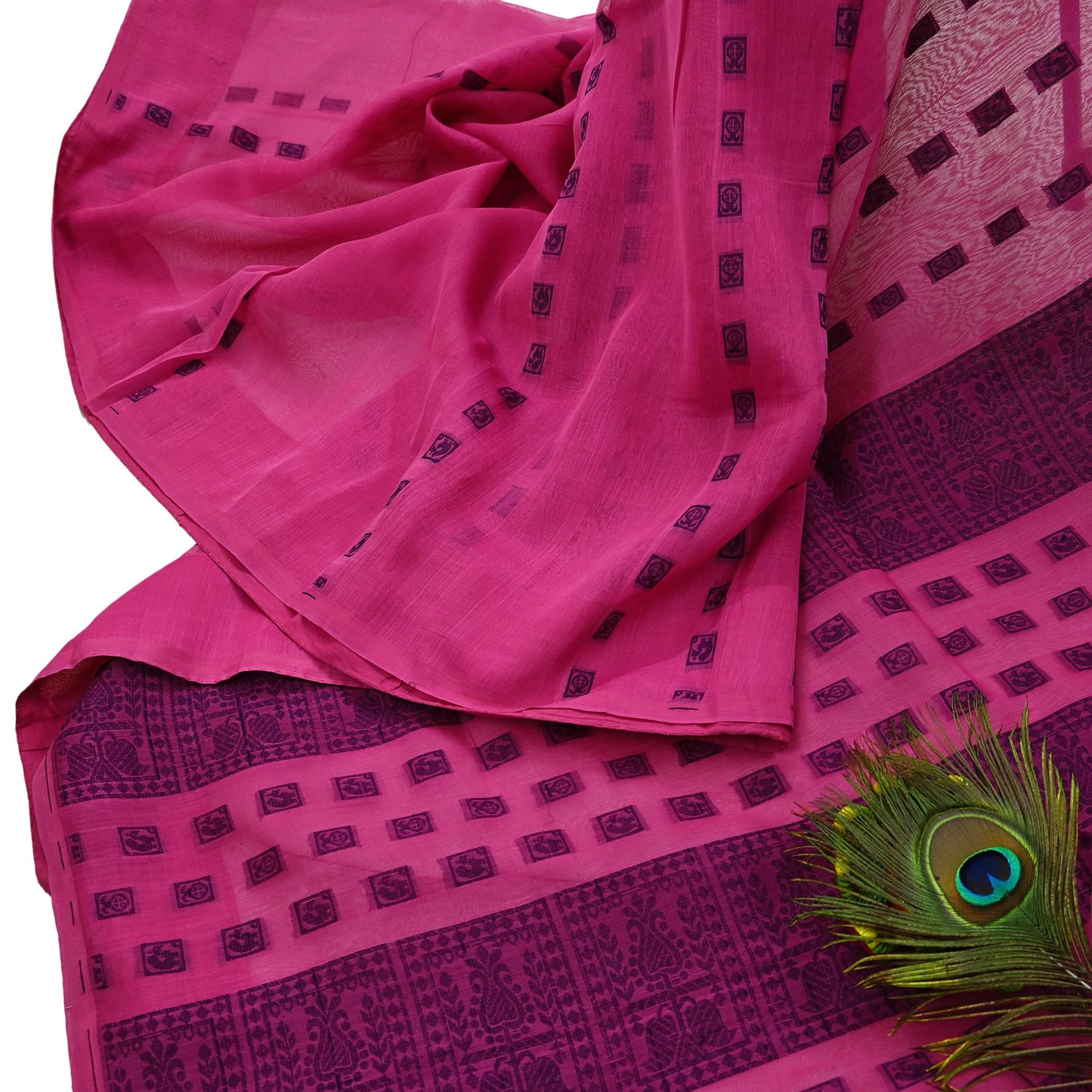 Indian Vintage Sari Pink Pure chanderi Silk Hand Woven Sarees Craft Fabric 5Yd Floral Soft Bollywood Sarees Crafting Upcycle