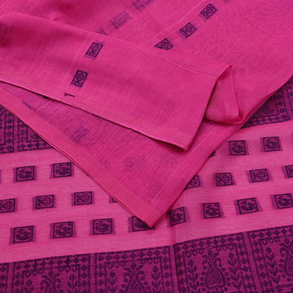 Indian Vintage Sari Pink Pure chanderi Silk Hand Woven Sarees Craft Fabric 5Yd Floral Soft Bollywood Sarees Crafting Upcycle