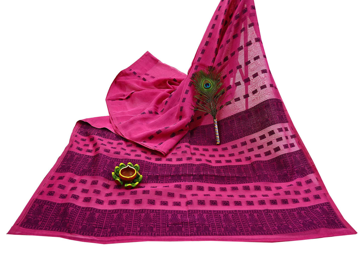 Indian Vintage Sari Pink Pure chanderi Silk Hand Woven Sarees Craft Fabric 5Yd Floral Soft Bollywood Sarees Crafting Upcycle