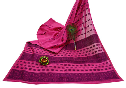 Indian Vintage Sari Pink Pure chanderi Silk Hand Woven Sarees Craft Fabric 5Yd Floral Soft Bollywood Sarees Crafting Upcycle