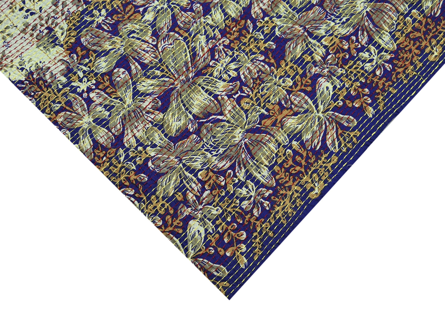 Indian Vintage Dupatta Purple & Ivory Long Stole Pure Cotton Printed Hand Embroidered Kantha Scarves Veil Scarf Wrap For Women's