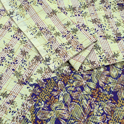 Indian Vintage Dupatta Purple & Ivory Long Stole Pure Cotton Printed Hand Embroidered Kantha Scarves Veil Scarf Wrap For Women's