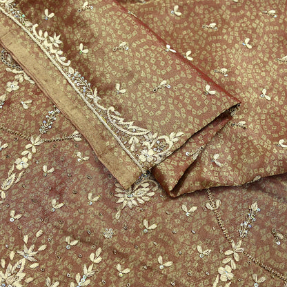 Indian Vintage Heavy Bridal Dupatta Golden Maroon Pure Tissue Silk Long Stole Hand Embroidered Scarves Zari Zardozi/Dabka Wedding Hijab