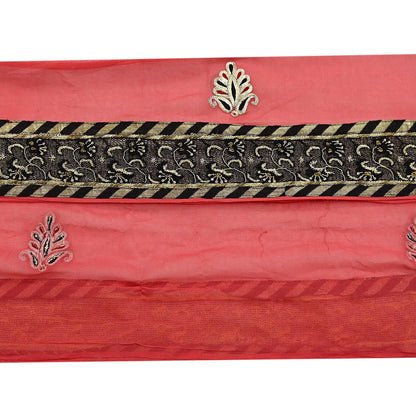 Indian Vintage Sari Border Hand Embroidered Craft 1yd Trim Lace Sewing Pure Georgette Silk Ribbon Recycled Zardozi