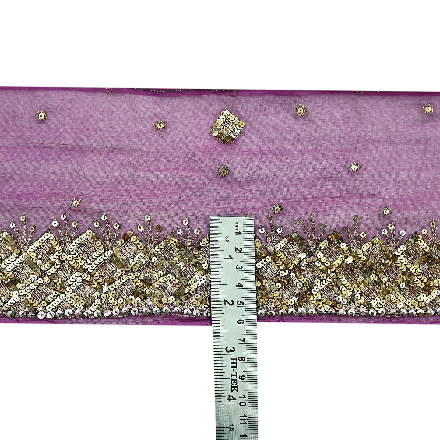 Indian Vintage Purple Sari Border Pure Chiffon Silk Hand Embroidered 1yd Craft Trim Lace Sewing Sari Ribbon Recycled Dress making Zardozi