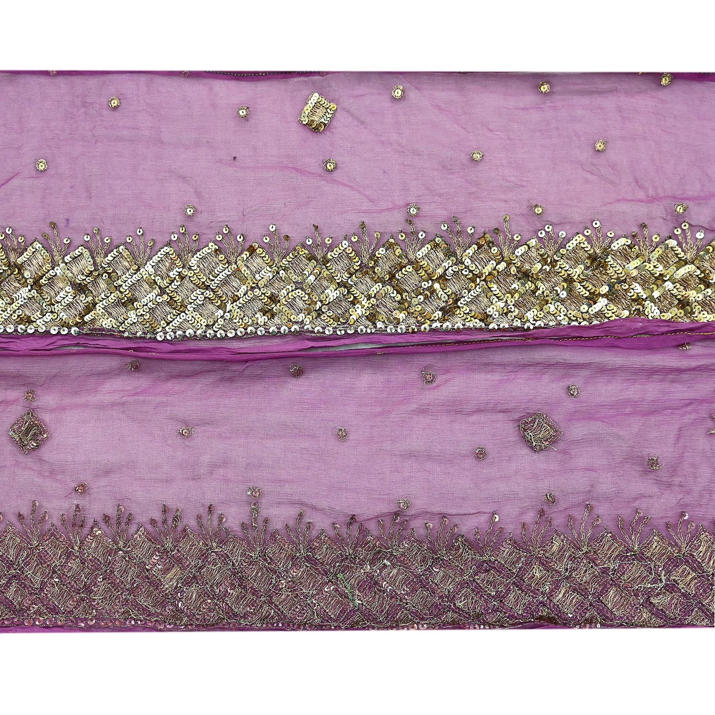 Indian Vintage Purple Sari Border Pure Chiffon Silk Hand Embroidered 1yd Craft Trim Lace Sewing Sari Ribbon Recycled Dress making Zardozi