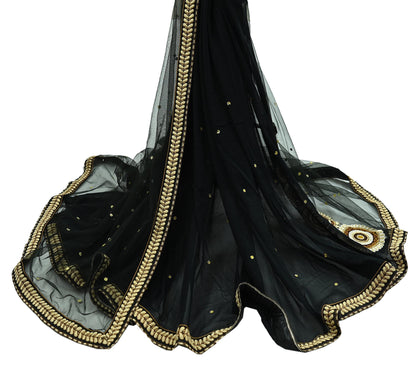 Indian Pre-owned Saree Black Pure Georgette Silk & Net Hand Embroidered Sabyasachi Designer Sari 6Yd Soft Ethnic Bollywood Party saree