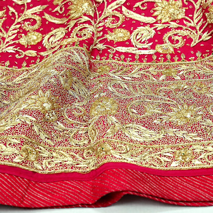 Indian Vintage Heavy Wedding Red Rajputana Phoshak skirt/Lehenga Pure Silk Hand Embroidered Bridal wear Ethnic Skirt Zardozi/ Dabka, Zari