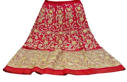 Indian Vintage Heavy Wedding Red Rajputana Phoshak skirt/Lehenga Pure Silk Hand Embroidered Bridal wear Ethnic Skirt Zardozi/ Dabka, Zari