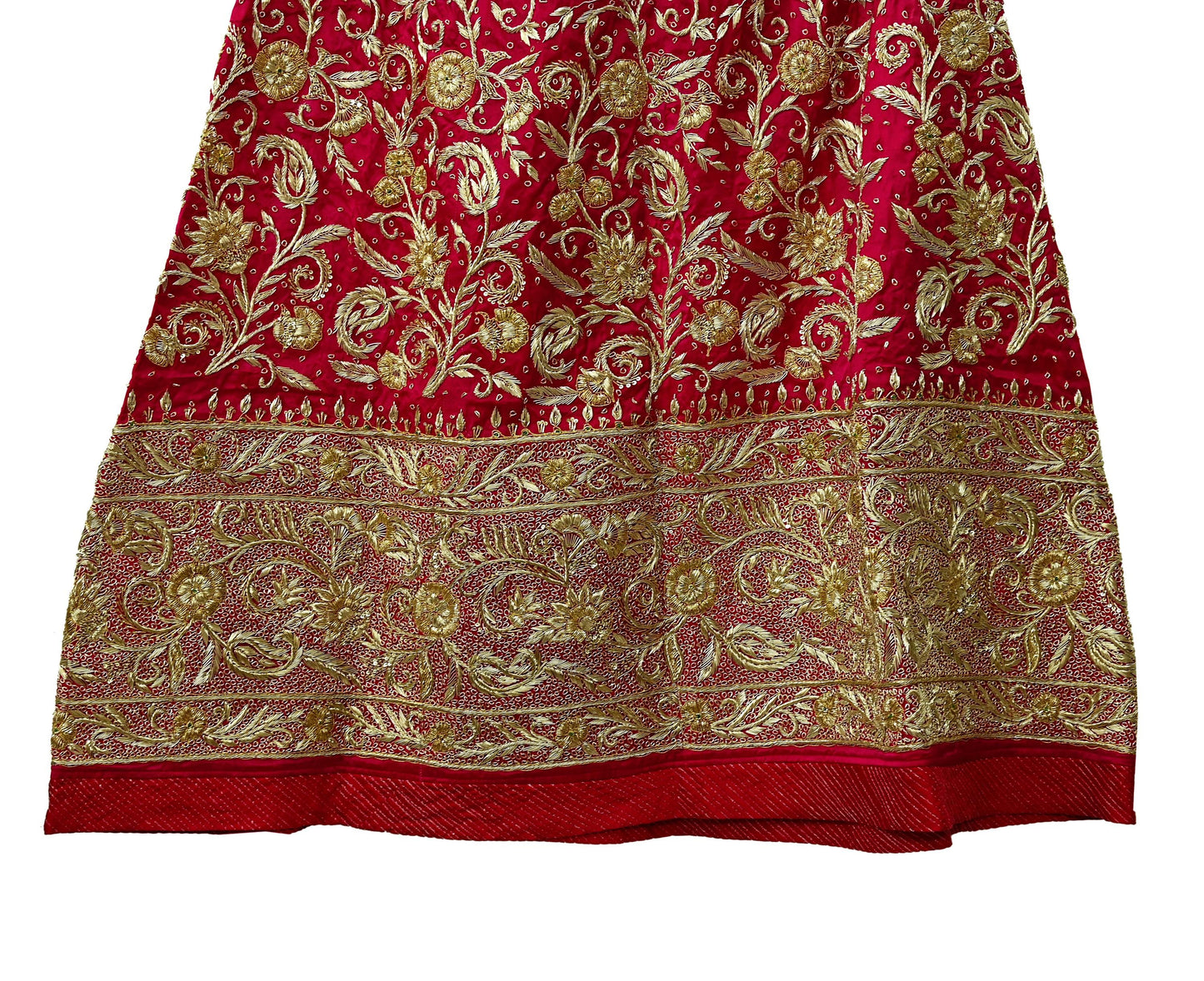 Indian Vintage Heavy Wedding Red Rajputana Phoshak skirt/Lehenga Pure Silk Hand Embroidered Bridal wear Ethnic Skirt Zardozi/ Dabka, Zari