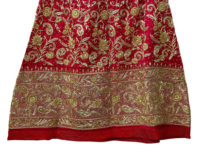 Indian Vintage Heavy Wedding Red Rajputana Phoshak skirt/Lehenga Pure Silk Hand Embroidered Bridal wear Ethnic Skirt Zardozi/ Dabka, Zari