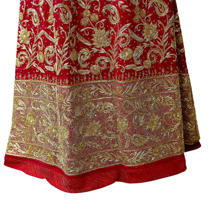 Indian Vintage Heavy Wedding Red Rajputana Phoshak skirt/Lehenga Pure Silk Hand Embroidered Bridal wear Ethnic Skirt Zardozi/ Dabka, Zari