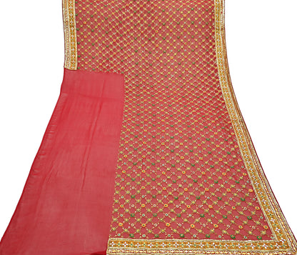 Indian Pre-owned Heavy Red Pure Georgette Silk Hand Embroidered Dupatta Designer By Manish Malhotra Bridal Wear Dabka Zardozi Veil Hijab