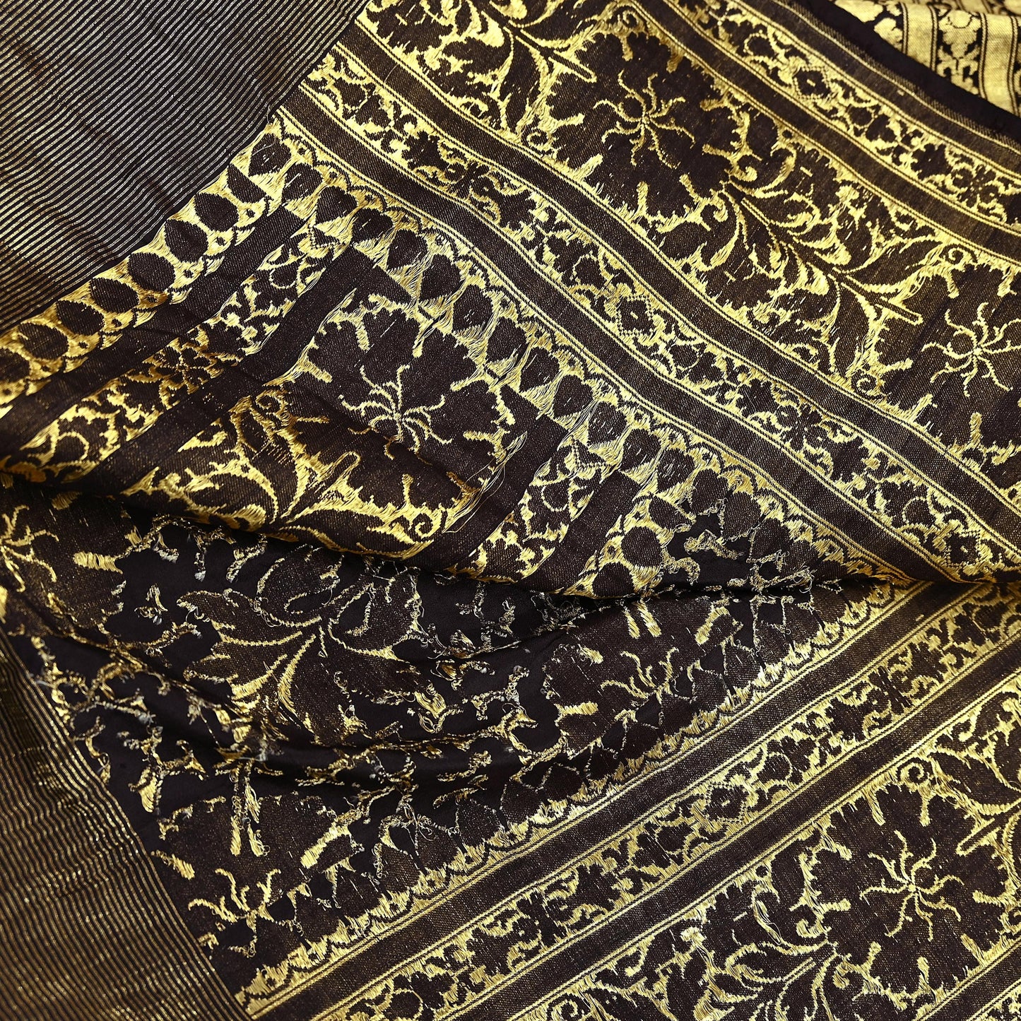 64 years old Indian Antique Vintage Heavy Wedding Sari Brown Pure Silk Hand Woven Banarasi Sarees Zari 5Yd Pre-owned Dress Designing