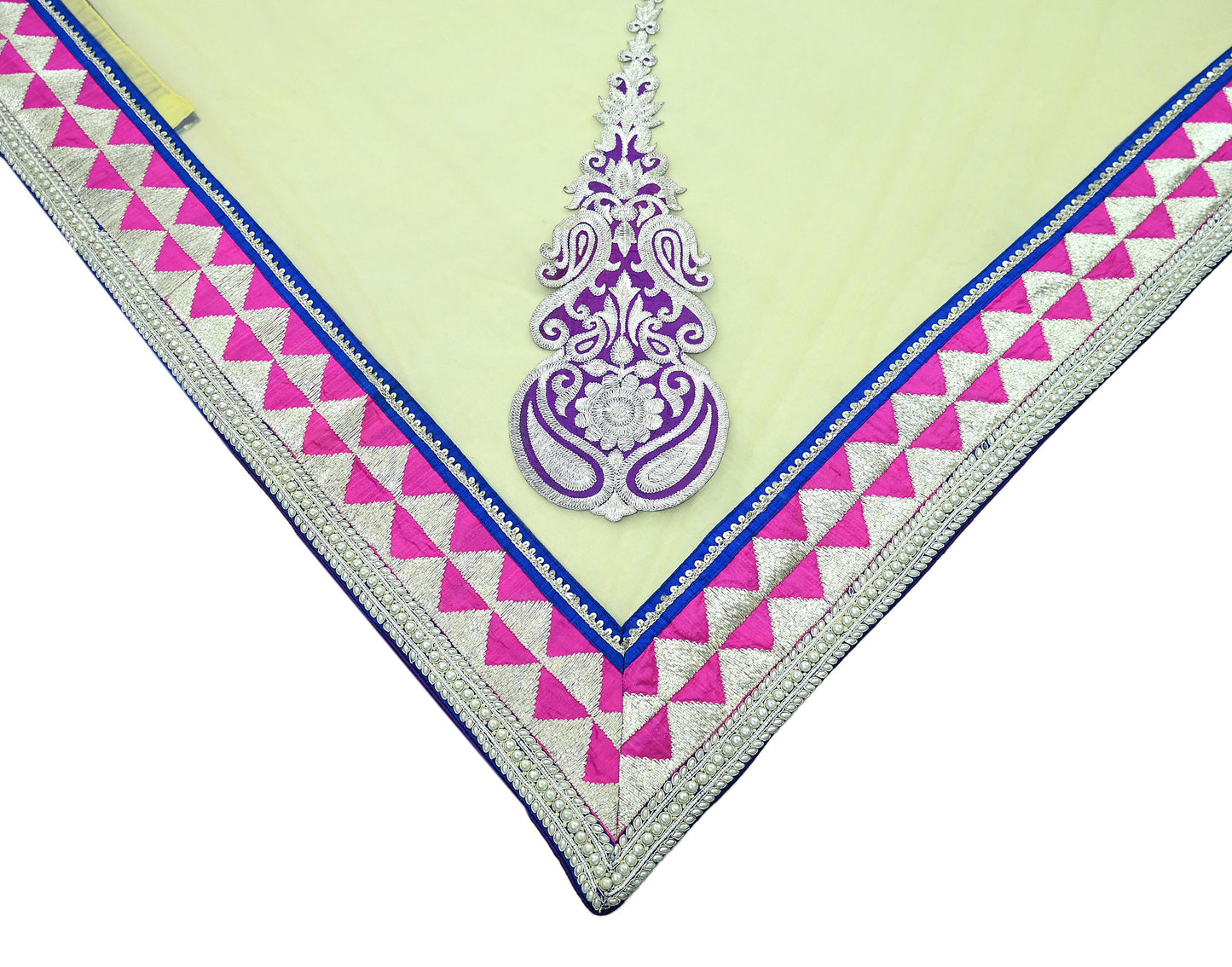 Indian Pre-owned Sari Yellow Net/Mesh Hand Embroidered Anamika Khanna Designer Sarees Ethnic 6Yd Zardozi/Dabka Zari Wedding Sarees