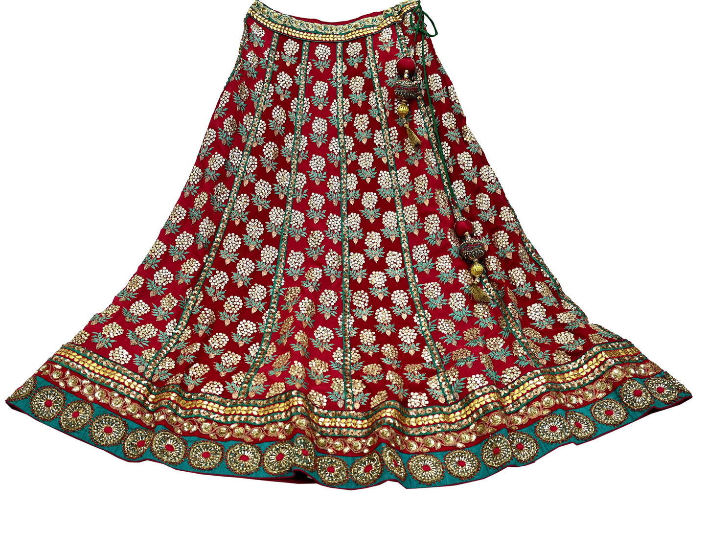 Indian Heavy Wedding Green & Maroon Pure Georgette Silk Hand Embroidered Fish Cut Lehenga 3pcs Set Designer By Anamika Khanna Party Wear